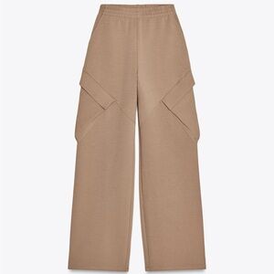 Zara Wide Leg Tan Pants cargo size small